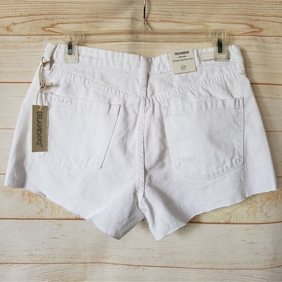 BLANKNYC The Barrow Vintage High Waist Eyelet Raw Hem Denim Shorts White Size 27 - Picture 8 of 13